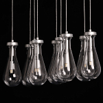 Люстра с 9-ю прозрачными плафонами из стекла в форме капли на прямоугольном потолочном основании цвета хром Lucid Rain  варинант исполнения - 9 | Loft Concept в Красноярске