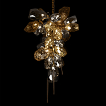 Люстра подвесная вытянутой формы с плафонами из стекла и металла с двумя вертикальными подвесками Gilded Mirage  варинант исполнения - 4 | Loft Concept в Красноярске