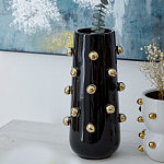 Ваза черная цилиндрическая с глянцевым покрытием и золотыми декоративными элементами Molecule Collection варинант исполнения - 3 | Loft Concept в Красноярске