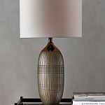 Настольная лампа керамическая с тканевым цилиндрическим абажуром Bullet варинант исполнения - 3 | Loft Concept в Красноярске