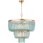 Круглая трехъярусная люстра с подвесками в виде круглых стеклянных бусин Blue Beads Chandelier варинант исполнения - 1 | Loft Concept в Красноярске