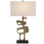 Настольная лампа с фигурным каркасом и прямоугольным тканевым абажуром Brutalist Profile варинант исполнения - 3 | Loft Concept в Красноярске