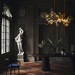 Люстра подвесная с 18-ю стеклянными плафонами с вертикальными подвесками Gilded Mirage  варинант исполнения - 9 | Loft Concept в Красноярске