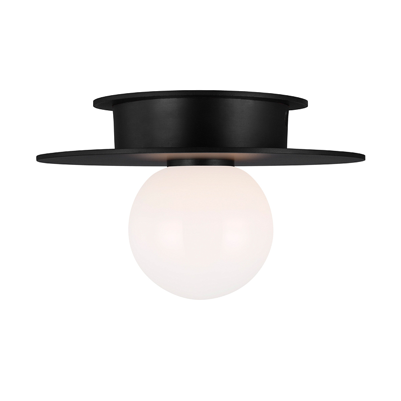 Потолочный светильник с шарообразным плафоном из белого матового стекла Generation Lighting Черный Белый в Красноярске | Loft Concept 