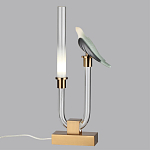 Настольная лампа с прозрачной трубкой и декоративной фигуркой птицы на бронзовой подставке Ganthea варинант исполнения - 3 | Loft Concept в Красноярске