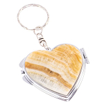 Зеркало брелок складное двухстороннее в форме сердца из натурального камня Оникс Stone Mirrors варинант исполнения - 1 | Loft Concept в Красноярске