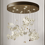 Люстра каскадная с белыми цветами и птицами Takeoff варинант исполнения - 2 | Loft Concept в Красноярске