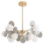 Люстра на штанге с 10-ю белым шарообразным плафоном и декоративными металлическими элементами в виде лепестков серого цвета Matisse варинант исполнения - 1 | Loft Concept в Красноярске