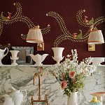 Обои с вышивкой ручной работы Fyodor Original colourway on Merlot linen варинант исполнения - 4 | Loft Concept в Красноярске