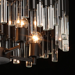 Люстра круглая из матового черного металла с подвесками из прозрачных стеклянных трубок Noir Tubes варинант исполнения - 6 | Loft Concept в Красноярске