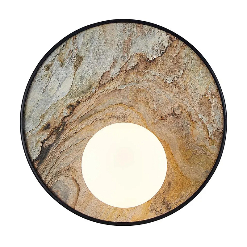 Бра круглое с каменным диском в металлической раме Sandstone Painting  в Красноярске | Loft Concept 