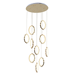 Потолочная люстра каскадная светодиодная с золотистым каркасом Ring of Fire варинант исполнения - 1 | Loft Concept в Красноярске