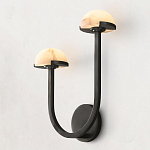 Бра с 2-мя мраморными плафонами на черном корпусе Light Warm Light варинант исполнения - 1 | Loft Concept в Красноярске