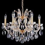 Люстра подвесная с 6-ю лампочками и прозрачными хрустальными подвесками на основании золотого цвета Crystal lamps варинант исполнения - 2 | Loft Concept в Красноярске