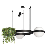 Подвесной светильник с 2-мя шарообразными плафонами и цилиндрическим спотом Light of Еyes варинант исполнения - 2 | Loft Concept в Красноярске