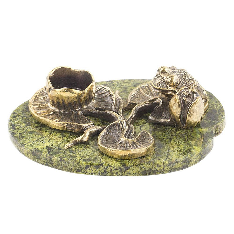 Подсвечник из бронзы и натурального камня змеевик Stone Candlestick Змеевик Бронза Подсвечник из бронзы и натурального камня змеевик Stone Candlestick Змеевик Бронза в Красноярске | Loft Concept