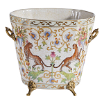 Кашпо с растительным и животным орнаментом на бронзовых ножках Turquoise Blooming Garden варинант исполнения - 1 | Loft Concept в Красноярске