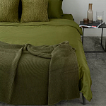 Плед из хлопка жемчужной вязки оливкового цвета Waffle Comfort варинант исполнения - 5 | Loft Concept в Красноярске