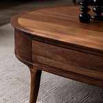 Кофейный стол овальный из дерева с 2-мя ящиками Coffee Walnut Table варинант исполнения - 5 | Loft Concept в Красноярске