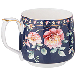 Кружка фарфоровая синяя с цветочным принтом 470 мл Flower Porcelain Collection варинант исполнения - 1 | Loft Concept в Красноярске