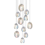 Люстра каскадная с 11-ю круглыми плафонами из рельефного стекла Disc Light варинант исполнения - 1 | Loft Concept в Красноярске