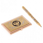 Набор из ручки шариковой металлической и карманной визитницы с гравировкой Герба России Metal Pens варинант исполнения - 1 | Loft Concept в Красноярске