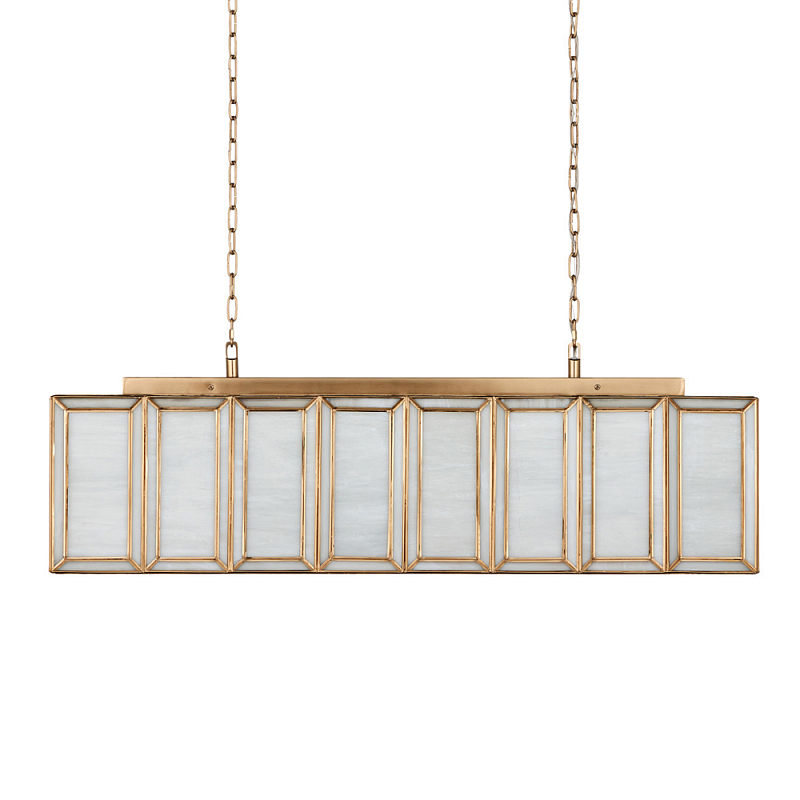 Люстра прямоугольная с каркасом золотого цвета Soft Glow Lamps Золотой Молочный в Красноярске | Loft Concept 