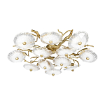 Потолочная люстра круглая ветвистыми бронзовыми элементами и стеклянными рифлеными дисками Textured Glass Chandelier варинант исполнения - 3 | Loft Concept в Красноярске