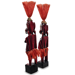 Комплект из 2-х деревянных статуэток Asmat Red Straw Headdress Statuettes Red Gold варинант исполнения - 2 | Loft Concept в Красноярске