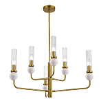 Люстра с 6-ю плафонами в форме стеклянных трубок и мраморных декоративных элементов Montreal варинант исполнения - 4 | Loft Concept в Красноярске