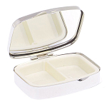 Таблетница карманная прямоугольная с 2-мя отделениями с зеркалом и накладкой из натурального камня Оникс Silver Stone Pillboxes варинант исполнения - 3 | Loft Concept в Красноярске