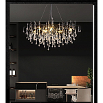 Люстра черная с прозрачными стеклянными подвесками в форме капель FAIRYTREE Light варинант исполнения - 5 | Loft Concept в Красноярске