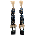 Комплект из 2-х деревянных статуэток Asmat Straw Headdress Statuettes Dark Blue варинант исполнения - 5 | Loft Concept в Красноярске
