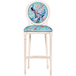 Барный стул из массива бука с изображением птиц и цветов Turquoise Beige Chinoiserie Garden Chair варинант исполнения - 1 | Loft Concept в Красноярске