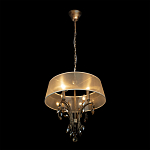 Люстра подвесная круглая с тканевым полупрозрачным абажуром и подвесками 4 лампы Gilded Elegance варинант исполнения - 3 | Loft Concept в Красноярске