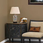 Настольная лампа с фарфоровым основанием нежно голубого цвета с золотистым цветочным рисунком и бежевым плиссированным абажуром Elstead Lighting варинант исполнения - 5 | Loft Concept в Красноярске