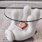 Дизайнерский журнальный стол с круглой прозрачной столешницей на белом фигурном основании Luqak варинант исполнения - 2 | Loft Concept в Красноярске