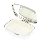 Таблетница карманная прямоугольная с 2-мя отделениями с зеркалом и накладкой из натурального камня Жадеит Silver Stone Pillboxes варинант исполнения - 3 | Loft Concept в Красноярске