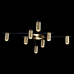 Потолочный светильник с 8-ю цилиндрическими плафонами цвета латунь TRIBES CHANDELIER варинант исполнения - 1 | Loft Concept в Красноярске