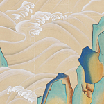 Обои ручная роспись Matsushima Waves Kano on Edo Straw India tea paper варинант исполнения - 2 | Loft Concept в Красноярске