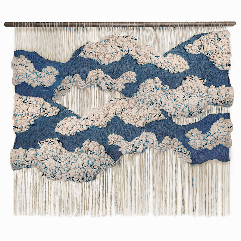 Большой дизайнерский Гобелен Misty Morning III Blue ivory ( слоновая кость ) Синий в Красноярске | Loft Concept 