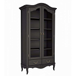 Шкаф книжный черный из массива бука со стеклянными дверцами и 5-ю полками Black Provence варинант исполнения - 1 | Loft Concept в Красноярске