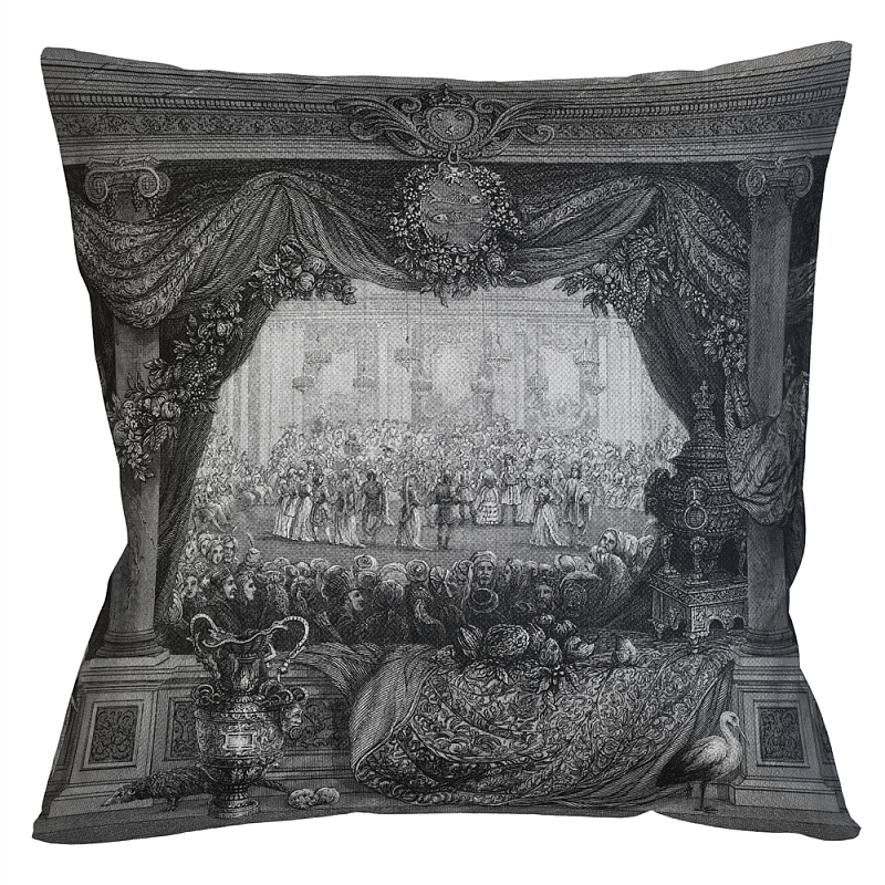 Декоративная подушка Tuileries Palace Pillow Черно-белый Бежевый Декоративная подушка Tuileries Palace Pillow Черно-белый Бежевый в Красноярске | Loft Concept