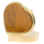 Таблетница карманная в форме сердца с 3-мя отделениями с зеркалом и накладкой из натурального камня Яшма Змеиная Gold Stone Pillboxes варинант исполнения - 2 | Loft Concept в Красноярске