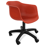 Стул пластиковый красного цвета на колесиках с подъемно-поворотным механизмом Eames Red варинант исполнения - 1 | Loft Concept в Красноярске