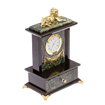 Часы настольные с декором в виде льва из натурального камня Нефрит Lion Stone Clock варинант исполнения - 2 | Loft Concept в Красноярске