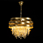 Люстра цвета матового золота с металлическими лентами и длинными прозрачными подвесками Gilded Waves варинант исполнения - 3 | Loft Concept в Красноярске