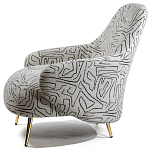 Кресло мягкое с принтом на золотистых ножках Onlooker варинант исполнения - 1 | Loft Concept в Красноярске