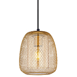 Подвесной светильник со стеклянным плафоном цилиндрической формы и металлической сеткой Metal Mesh Gold варинант исполнения - 1 | Loft Concept в Красноярске