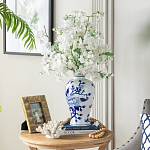 Ваза с бело-синей росписью и изображением цветов Blue & White Ornament варинант исполнения - 5 | Loft Concept в Красноярске